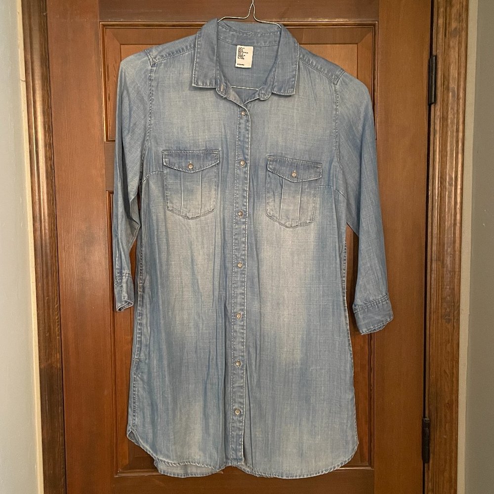 Size 12 H&M long denim shirt with 3/4 sleeves